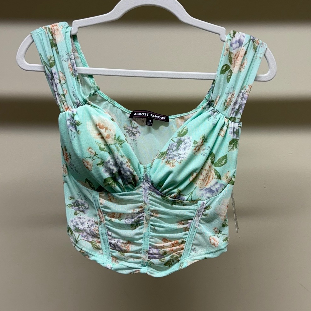 Almost Famous Floral Corset-Style Crop Top - Size M - NWT - Picture 5 of 5